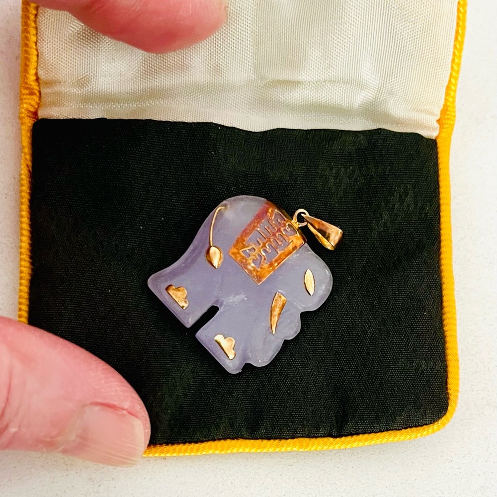 Vintage Lucky Elephant Charm/Pendant Amethyst & 14K Gold, Rare Pendant - Picture 11 of 14